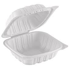 5.5x5.5x2.75" Hinged White TFPP Container