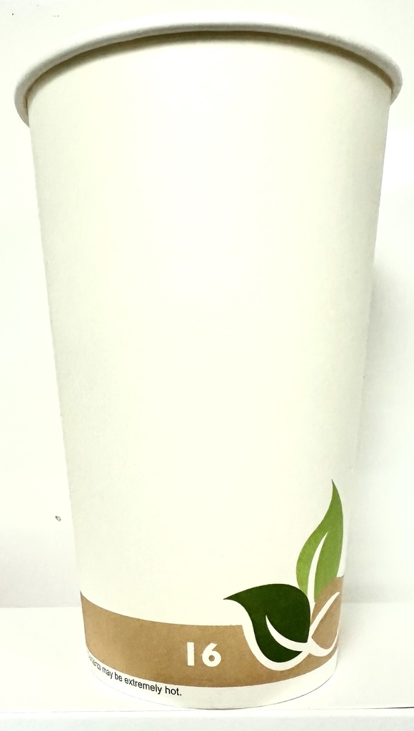 16 oz Hot Cup Paper Green Beige Leaves