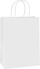 10x5x13" Small Bag White Shopping Handle