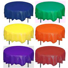 84" Round Plastic Table Covers Assorted Colors