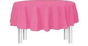 84" Pink Round Plastic Table Cover