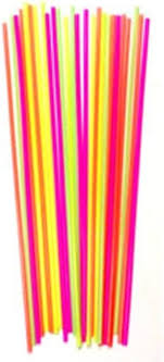 8" Neon Straws Unwrapped Assorted Colors