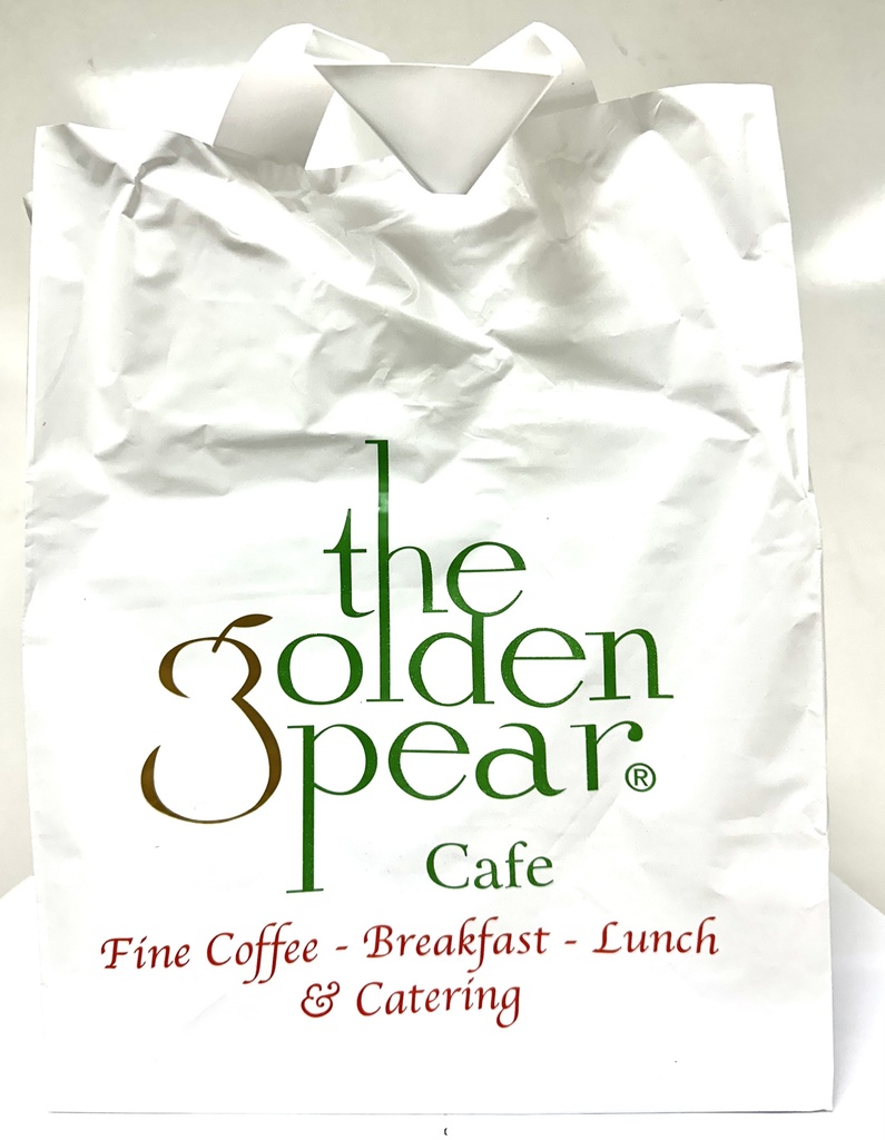 Shopping Bag Plastic 10x7.5x13" Golden Pear Print