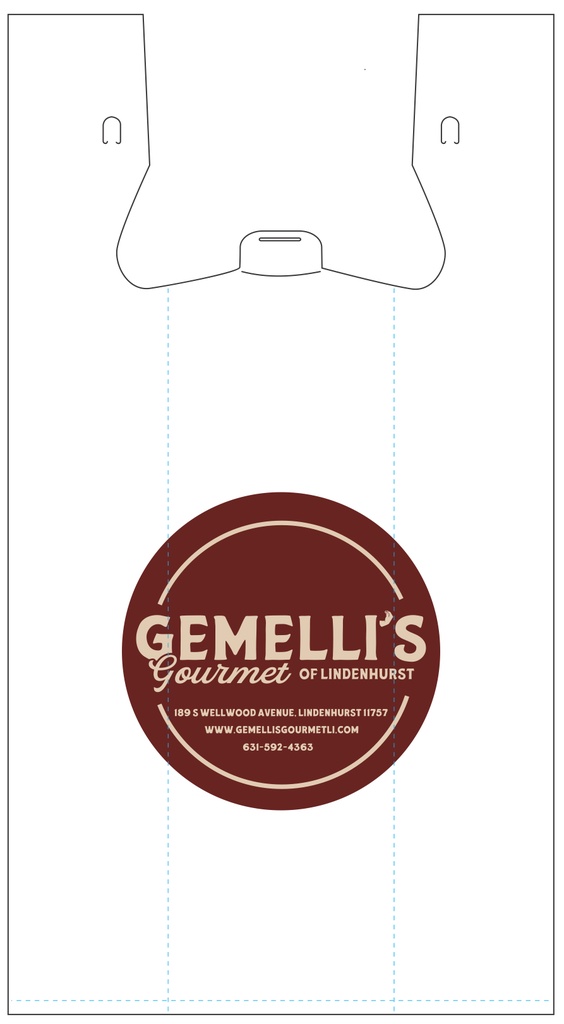 1/6 T Shirt Bag HDPE Gemelli's of Lindenhurst Print
