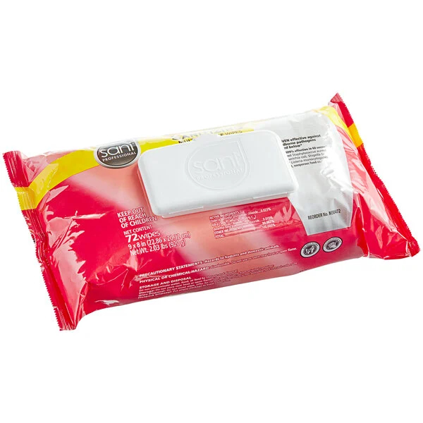 M30472 Red Sanitizing Wipe No Rinse Table Turner 12/72