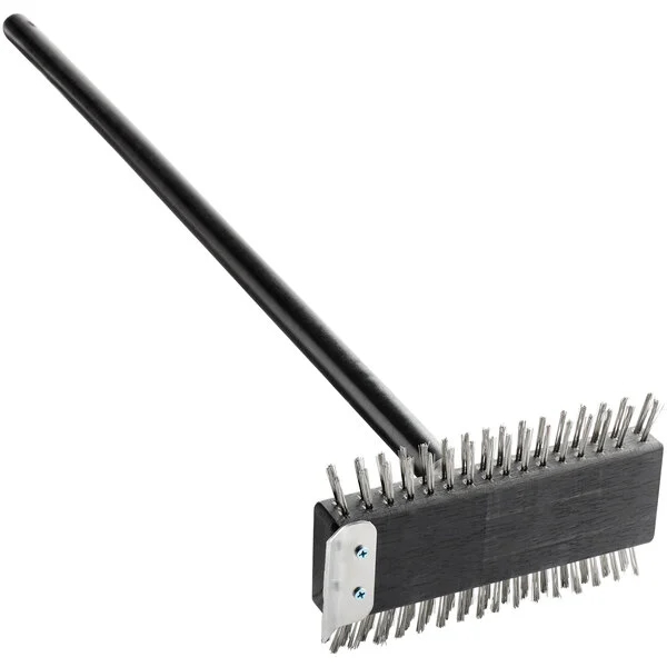 30" Black Pizza Oven Broiler Brush w/ Scraper