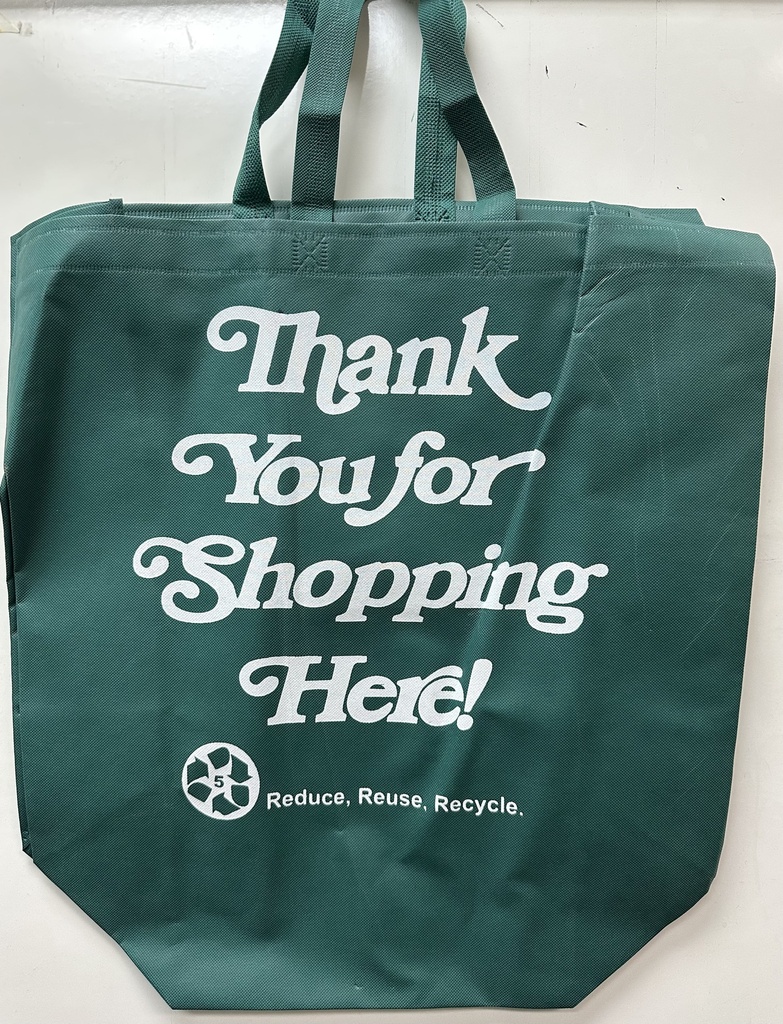 Large Reusable Handle Bag Green Extra Heavy 17.5x7.5x20" Closeout