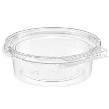 [TS4008R-SPEC] 8 oz Round Hinged Tamper Seal Container Flat Lid