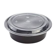 [RO-32] 32 oz Black Round Microwave Combo 7" Deep GD