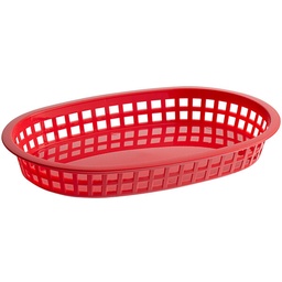 [1076R-SPEC] Tablecraft 1076R 10 5/8" x 7" x 1 1/2" Red Oval Chicago Platter Basket